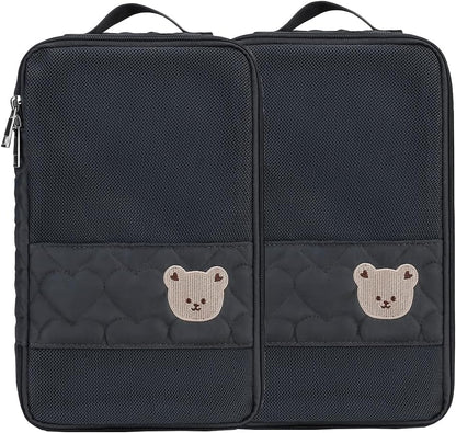 MOMIGO Baby Diaper Bag Organizer Pouches - 2 Pack Waterproof Pod Hanging Diaper Bag Cute Bear Mesh Bag Reusable, Washable or Baby Cloth Diapers