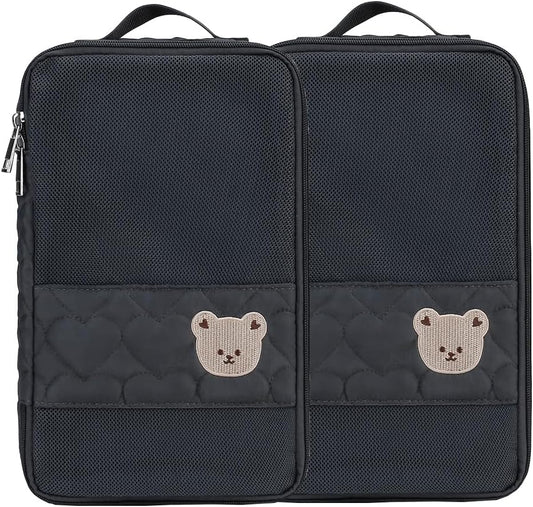 MOMIGO Baby Diaper Bag Organizer Pouches - 2 Pack Waterproof Pod Hanging Diaper Bag Cute Bear Mesh Bag Reusable, Washable or Baby Cloth Diapers