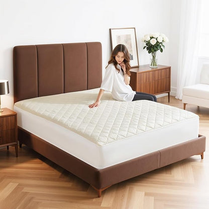 Organic Cotton Queen Mattres Protectors - Top&Side 100% Waterproof Mattress Protectors, Breathable Organic Mattress Protector, Noiseless Queen Mattress Protector Waterproof 80x60x17 in
