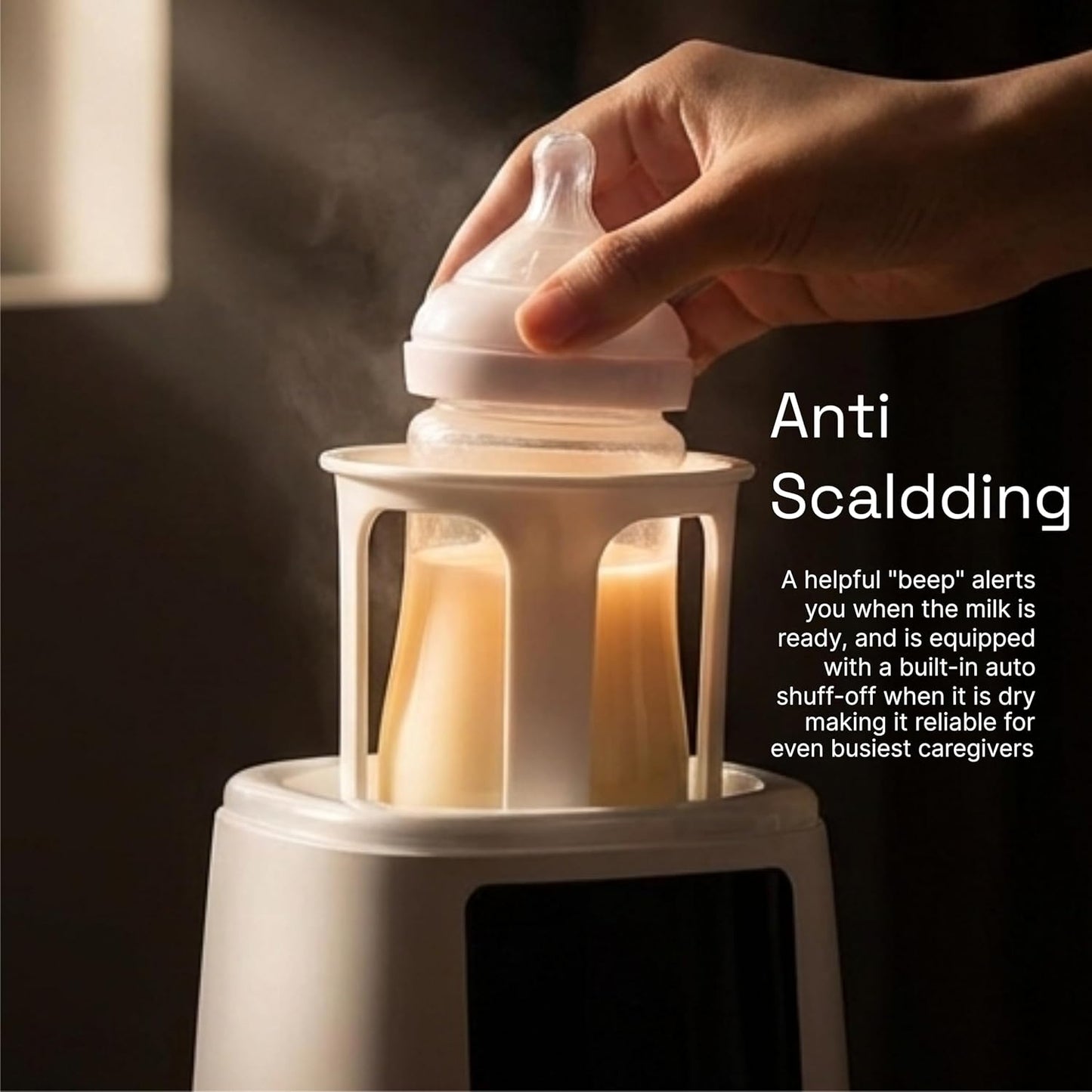 Baby Bottle Warmer, 3-in-1 Milk Warmer, Defrosts Frozen Breastmilk, LED Display, Night Light, Steam Sterilizer, Adjustable Temp, Perfect for Formula, Food Jars, Newborn Gift (White)