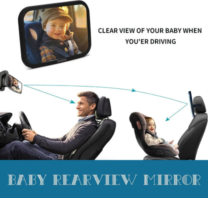Baby Car Mirror Most Stable Backseat Mirror with Premium Matte Finish,Ultra High Definition PMMA Material, Secure and Shatterproof,Black