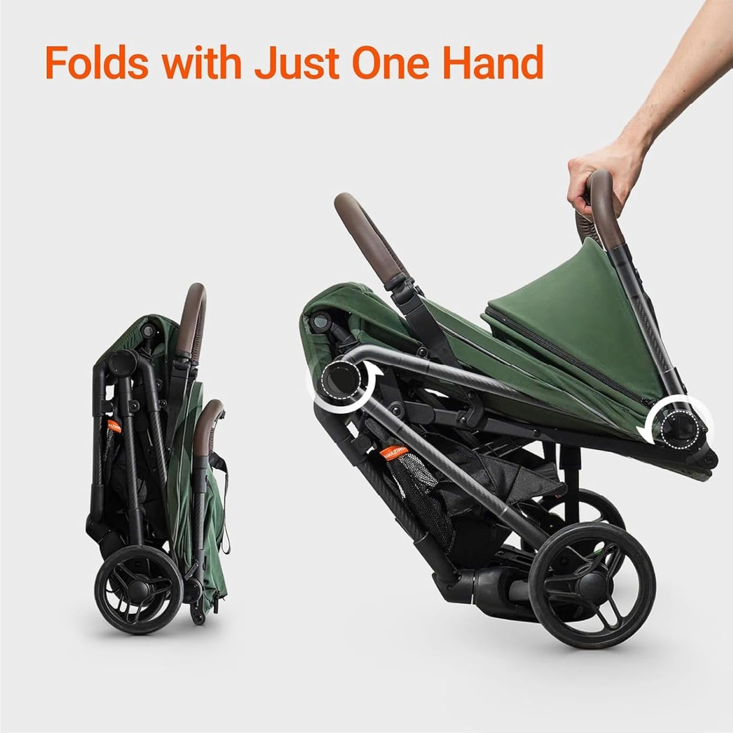 MAMAZING Ultra Air Lightweight Baby Travel Stroller with Carbon Fiber Frame, Compact & Airplane-Friendly, One-Handed Fold, 11.6 lbs, Perfect for Toddlers, Grey