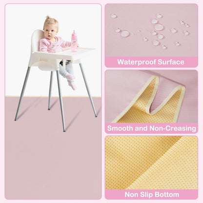Basumee Splat Mat High Chair Mat Waterproof Baby Play Splat Mat for Under High Chair Food Catcher Highchair Mat for Floor Non Slip Bottom, Pink Rainbow, 46x42 Inches