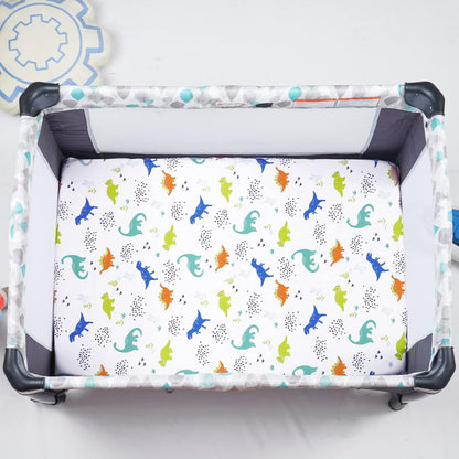 PHF 3 Pack Soft Mini Crib Sheets, Floral & Animal Pack N Play Sheets for Baby Boys Girls, No Slip Universal Fit for Pack N Play, Playard, Portable and Mini Crib Mattresses,Floral & Animal