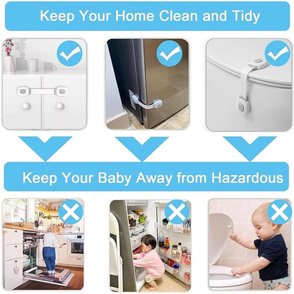 Fursafe&Q Baby Cabinet Locks, Child Safety Cabinet Proofing -Child Safety Strap Locks Adhesive Drawer Fridge Ovens Door Toilet Latches No Drill Multi-Purpose for Furniture Kitchen Lock (ZGrey, 12Pack)