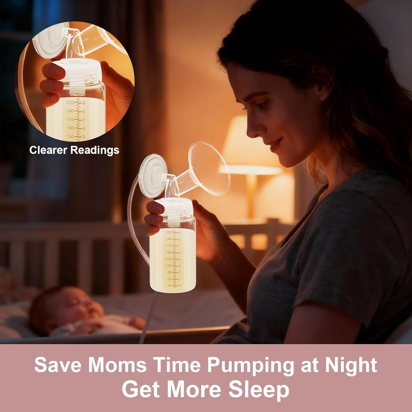 6PCS Breastmilk Storage Bottle for Momcozy Breast Milk Cooler, Wide-Neck Baby Bottles for Pumping Fit Spectra Flange, Spectra Collection Bottles for Fridge, Breastfeeding Essential, 10 oz