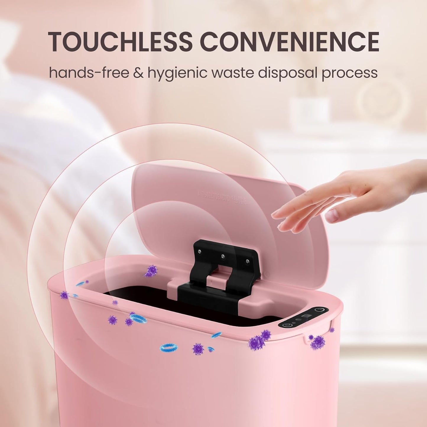Cesun Motion Sensor Trash Can, 5 Gallon Automatic Bathroom Garbage Can with Lid, Touchless Smart Plastic Slim Wastebasket for Bathroom, Office, rv, Bedroom, Living Room, White