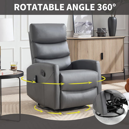 Massage Chair Recliner with Heat, Swivel Rocking Chair Recliner with High Back, Manual Nursery Recliners for Adults,Small Recliner Chair for Small Spaces, Living Room Bedroom, Fabric (Blue Green)