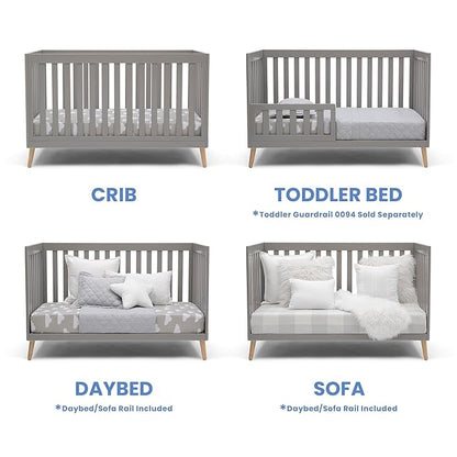 Delta Children Essex 4-in-1 Convertible Baby Crib, Grey with Natural Legs