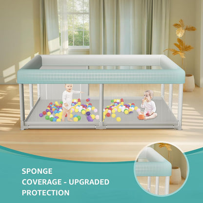Hiaksedt Baby Playpen 50x50 Inch, Play Pens for Babies and Toddlers Baby Fence Play Yards for Indoor & Outdoor with Breathable Mesh Anti-Fall Playpen