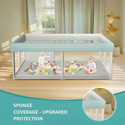 Hiaksedt Large Baby Playpen 65x50 Inch, PlayPen for Babies and Toddlers, Sturdy Safety Play Yard for Indoor & Outdoor with Zipper Gates, Anti-Fall
