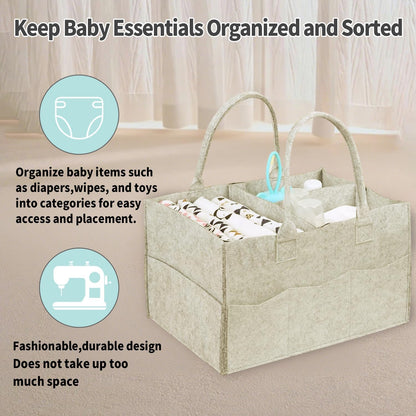 2 Pack Diaper Caddy Organizer, Portable Baby Caddy Organizer with Handle, Collapsible Nursery Storage Bin and Gift Baskets for Girls and Boys - Newborn Essentials, Baby Shower Gifts (Green)