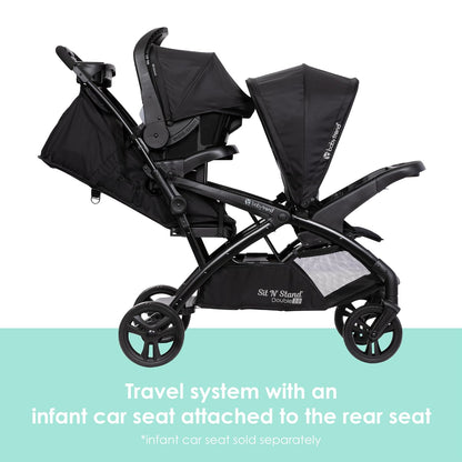 Baby Trend Sit N' Stand® Double 2.0 Stroller, Dash Black