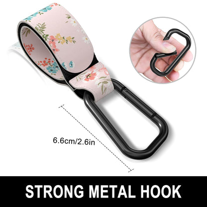 Baby Stroller Hooks for Hanging Bags, Universal Stroller Clips Accessories, Mommy Hook for Diaper Bag, Shopping Cart, Purse, Backpack - 2 Pack, Abstract Leaf