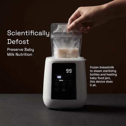 Baby Bottle Warmer, 3-in-1 Milk Warmer, Defrosts Frozen Breastmilk, LED Display, Night Light, Steam Sterilizer, Adjustable Temp, Perfect for Formula, Food Jars, Newborn Gift (White)