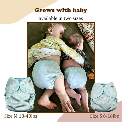 Mama Koala Reusable Adjustable Cloth Diaper Covers Size S,with 2 Pack Reusable and Washable Waterproof Pail Liners