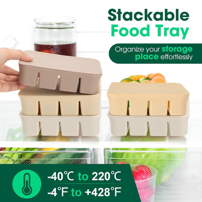 Mimorou 3 Pack Baby Food Freezer Tray with Lids 2.8 oz x 12 Cups Silicone Baby Food Storage Container Ice Cube Freezer Molds for Homemade Vegetable Fruit Purees Snack(12 Cups,White, Yellow, Brown)