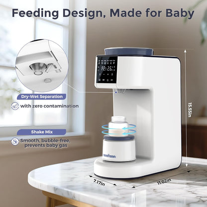 Momfann Formula Maker Pro, 2-Minute Quick Mix Baby Formula Dispenser, One-Touch Automatic Milk Maker, 3 Formula Temps + 4 Hot Water Choice, 2L Tank & Sealed Powder Container for Clump-Free Formula