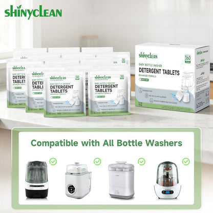 360PCS Baby Bottle Washer Tablets for Momcozy & Baby Brezza Pro, Natural Enzyme Detergent,Deep Cleaning, Chlorine & Fragrance Free, No Residue, Universal Fit All Bottle Washers Machines