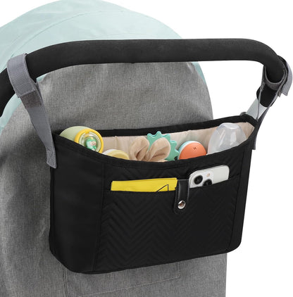 Accmor Universal Stroller Organizer, Stroller Bag Stroller Caddy Organizer, Stroller Accessories Fits for Uppababy, Baby Jogger, Nuna, Doona, Britax Strollers, Black