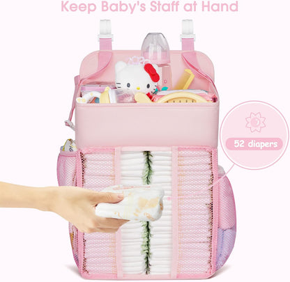Maliton Changing Table Diaper Organizer - Baby Hanging Diaper Stacker Nursery Caddy Organizer for Cribs Playard Baby Essentials Storage (Gray)