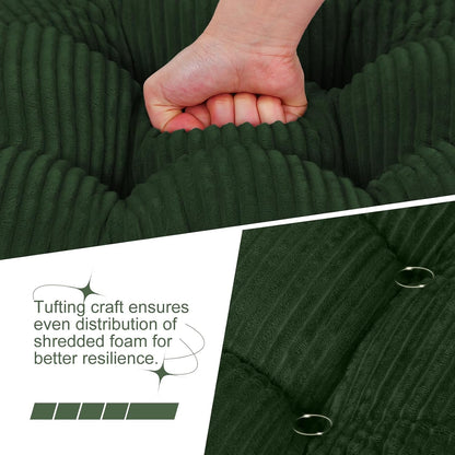 idee-home Wingback Rocking Chair Cushions Indoor, Glider Rocker Replacement Cushions with Removable Corduroy Cover, Wooden Adirondack Chair Pad Non-Slip Bottom Tufted Seat Pads with Ties, Green