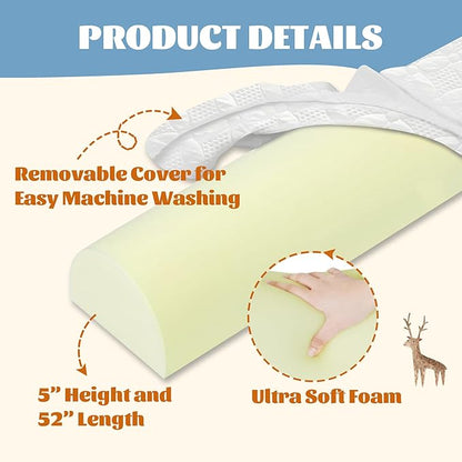 Asatdd Bed Rail for Toddlers, Bed Guard Rail, Soft Memory Foam Toddler Bed Rail for Twin, Full, Queen, King Beds with Washable Cover, 2 Pack