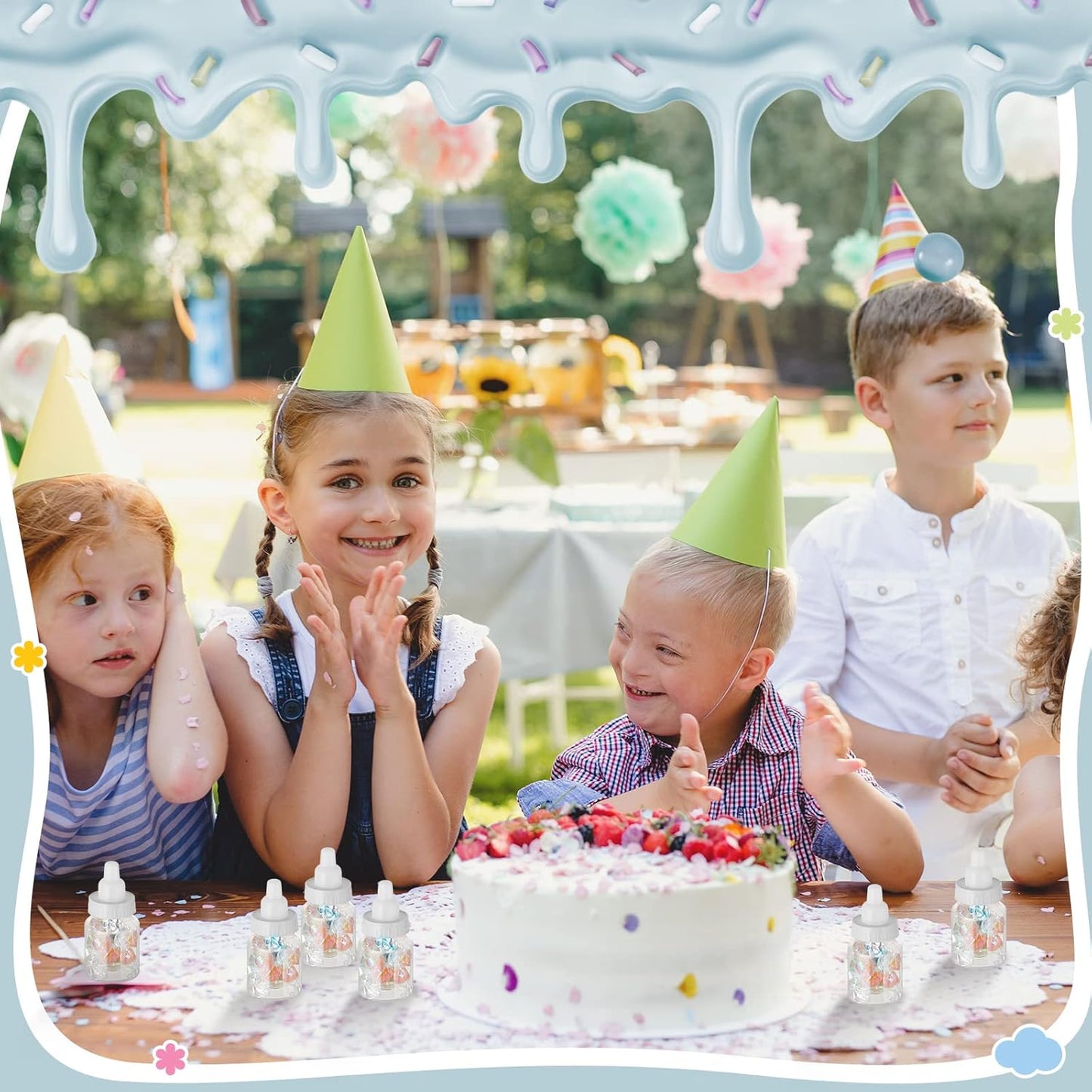 36 Pcs 3.5 Inch Baby Bottle Shower Favor Mini Plastic Candy Bottle Clear Bottles for Baby Shower Mini Feeding Candy Box for Party Favor Gift Decor(Blue)