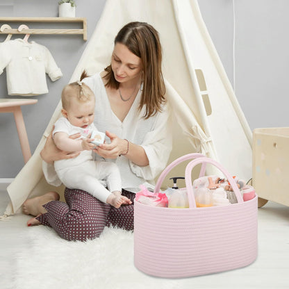 COMSE Baby Diaper Caddy Organizer, Car Caddy, Diaper Change Organizer, Gift Baskets Empty, Portable Tote Bag with Divider, Baby Shower Gifts Newborn Essentials Registry Must Have, Light pink