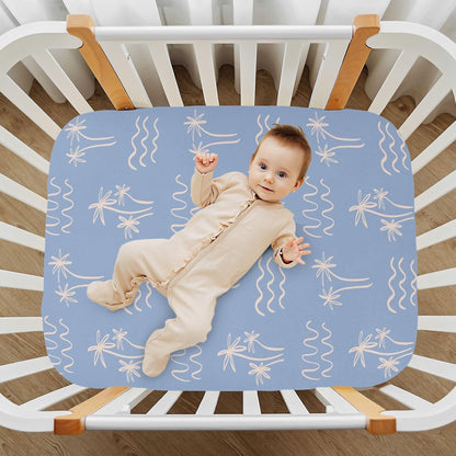Fitted Crib Sheets Pink Checkered and Bows Stretchy Portable Playard Sheets for Baby Toddler, Breathable Soft Mini Crib Mattress 39 x 27 in for Boys and Girls