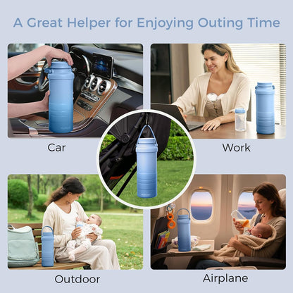 Momcozy 22oz Portable Breast Milk Cooler for Outdoor, Life Saver with 360° Total Cooling for 24 Hours, Larger Capacity Travel Breastmilk Chiller with 2pcs Baby Bottles for Breastmilk Storage