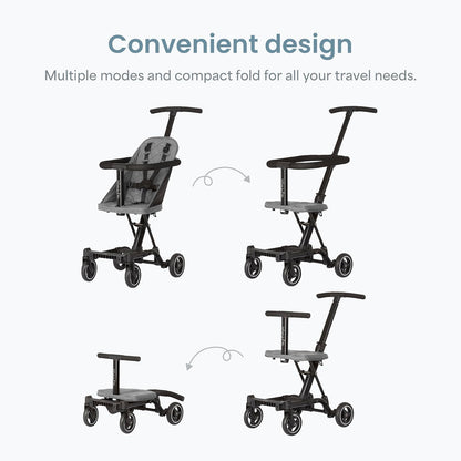 Dream On Me Coast Rider Travel Stroller, Lightweight & Compact Baby Stroller, Theme Park Approved, Book-Folding Design, Adjustable Handle, Soft-Ride Wheels, Converts to Rider & Scooter - Pink