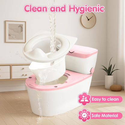 TOSGN 3-in-1 Toddler Potty Training Toilet, for Ages 6 Months+, Realistic Potty Training Seat with Flushing Sound, Wipes Storage, Toilet Paper Holder