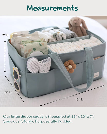 Lily Miles Baby Diaper Caddy Organizer - Large Tote Bag for Newborn essentials Boy or Girl - Baby Shower Basket - Nursery Must Haves - Registry Favorites - Newborn Caddie Car Organizer