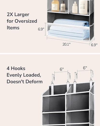 ULG 1 Pack Over Door Organizer with 5 Large and 10 Mesh Side Pockets, 44 lbs Weight Capacity Hanging Storage with Clear Window Kids Toys, Shoes, Diapers, Dark Grey, 5 Layers