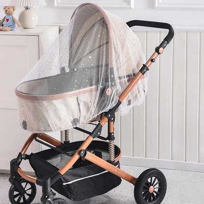 Mosquito Net for Stroller,Baby Pram Net Portable Star Print Stroller Netting Cover Perfect Bug Net for Strollers,Bassinets,Mini Crib,Cradles and Playards (White Star), yecwz002