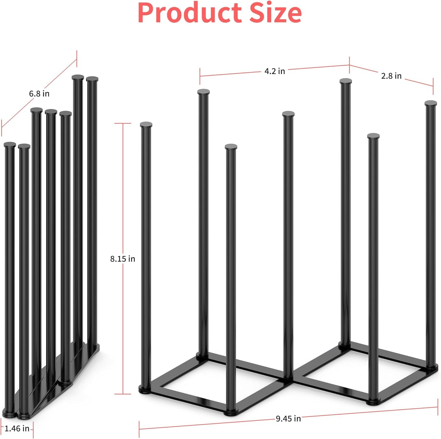 Collapsible Bottle Drying Rack, Baby Bottle Drying Rack, Foldable Cup Draining Holder, Retractable Reusable Silicone Bag Dryer with Non-Slip Bottom - Stainless Steel (Black)