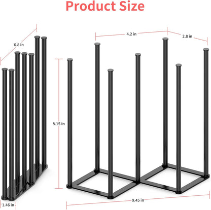 Collapsible Bottle Drying Rack, Baby Bottle Drying Rack, Foldable Cup Draining Holder, Retractable Reusable Silicone Bag Dryer with Non-Slip Bottom - Stainless Steel (Black)