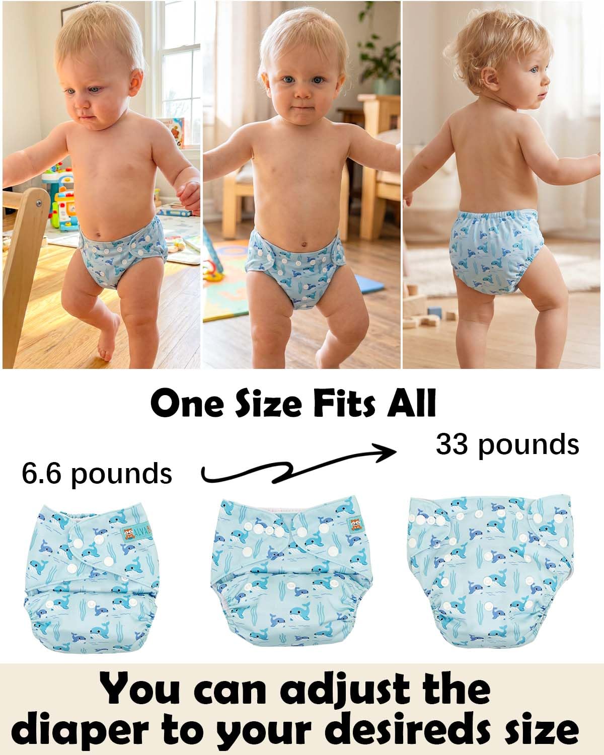 ALVABABY Baby Cloth Diapers 6 Pack with 12 Inserts Cloth Diaper Covers Adjustable Washable Reusable for Baby Girls and Boys