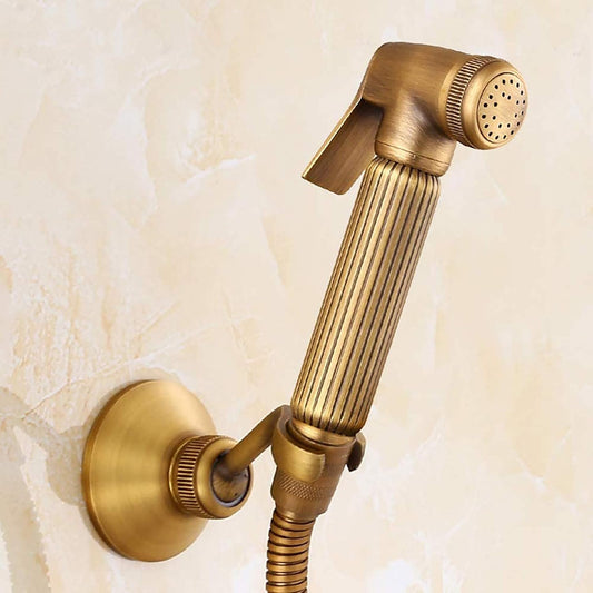 Handheld Bidet Sprayer for Toilet, Bathroom Cloth Diaper Sprayer Set Brass Bidet Sprayer Kit with Stainless Steel Shower Hose and Holder for Pet Bathing, Personal Hygiene,Gold