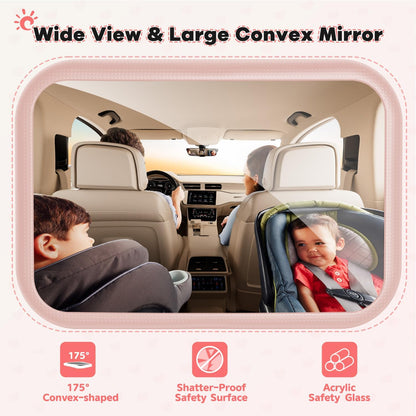 Baby Car Mirror for Baby Car Seat Safely Mirror Hook Clip Design for Rear Facing Infant Newborn 360° Rotation Baby Backseat Mirror Wide Clear View Shatterproof Easy Install Baby Essentials - Pink