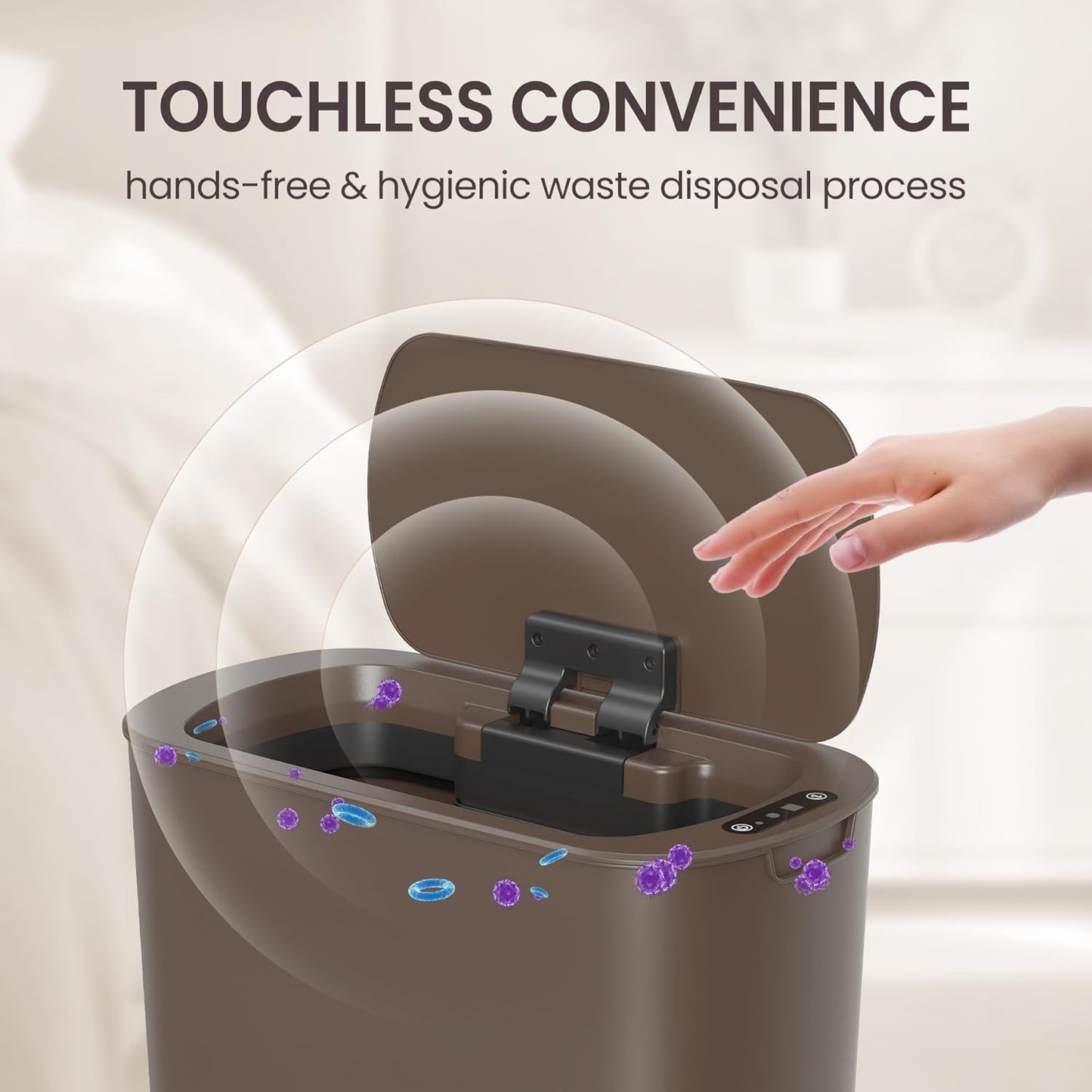 Cesun Motion Sensor Trash Can, 5 Gallon Automatic Bathroom Garbage Can with Lid, Touchless Smart Plastic Slim Wastebasket for Bathroom, Office, rv, Bedroom, Living Room, White