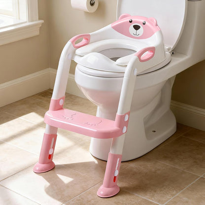 Potty Training Seat, SKYROKU Upgrade Toddler Toilet Seat for Kids Boys Girls, 2 in 1 Potty Training Toilet, Splash Guard Anti-Slip Pad Step Stool,New Sector-Shape Stabilized Base (8899+Grey)