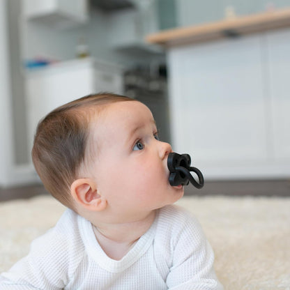 Dr. Brown's HappyPaci 100% Silicone Baby Pacifier, Contoured One-Piece Design, Black/Gray/White, 0-6m, BPA-Free, 4-Pack