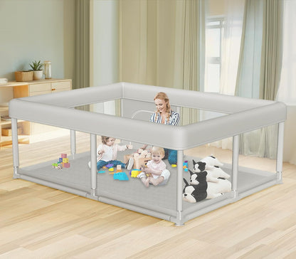 Hiaksedt Baby Playpen 50x50 Inch, Play Pens for Babies and Toddlers Baby Fence Play Yards for Indoor & Outdoor with Breathable Mesh Anti-Fall Playpen