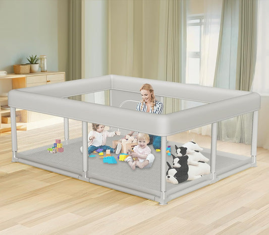 Hiaksedt Baby Playpen 50x50 Inch, Play Pens for Babies and Toddlers Baby Fence Play Yards for Indoor & Outdoor with Breathable Mesh Anti-Fall Playpen