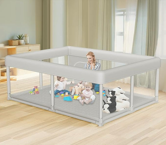 Hiaksedt Large Baby Playpen 65x50 Inch, PlayPen for Babies and Toddlers, Sturdy Safety Play Yard for Indoor & Outdoor with Zipper Gates, Anti-Fall