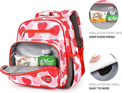 mibasies Toddler Backpack for Girls 2-4: Preschool Kindergarten Backpack - Cute Kids Backpacks for Girls - Strawberry Red