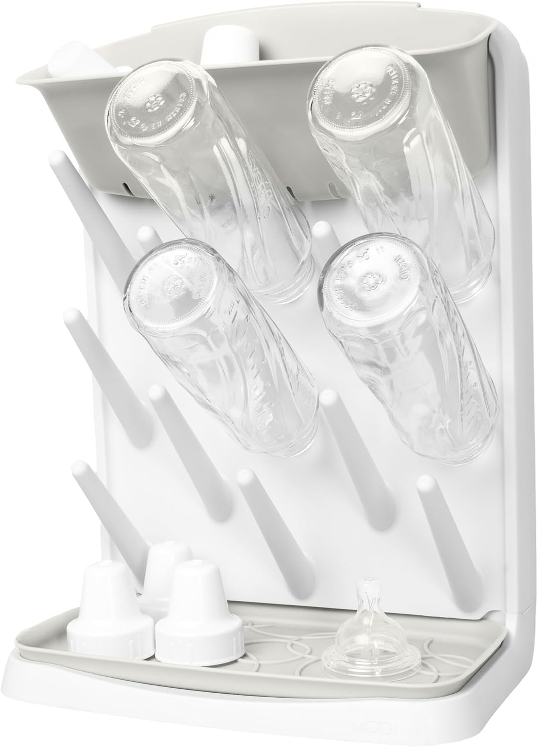 Ubbi Vertical Baby Bottle Drying Rack, Space Saving Countertop Drying Rack Baby Organizer, Gray