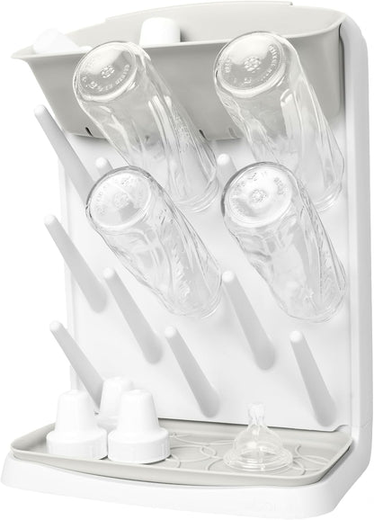 Ubbi Vertical Baby Bottle Drying Rack, Space Saving Countertop Drying Rack Baby Organizer, Gray
